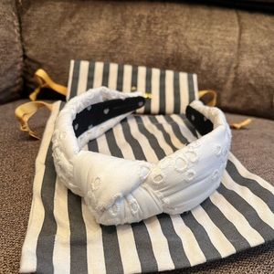 Lele Sadoughi White Eyelet Knotted Headband